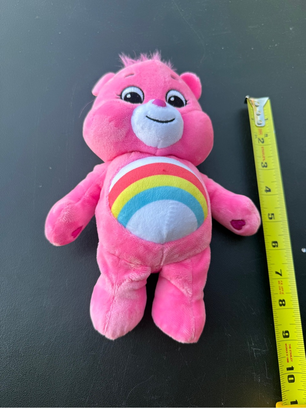Care Bears Cheer Bear Plush Pink Rainbow Tummy Symbol Stuffed Animal Toy
